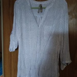 2x Penningtons white & pale grey blouse EUC
